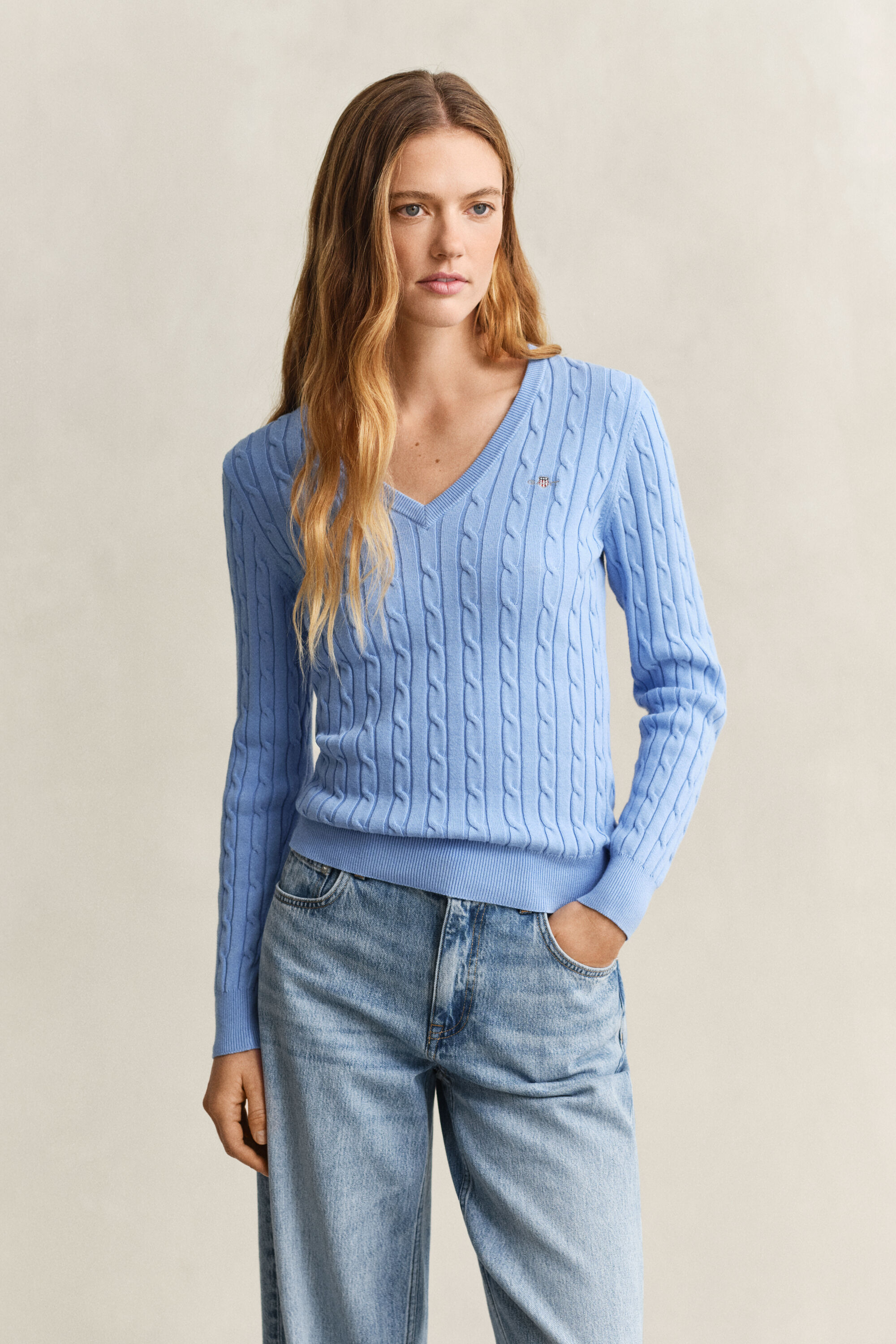 Cable Knit V-Neck Sweater