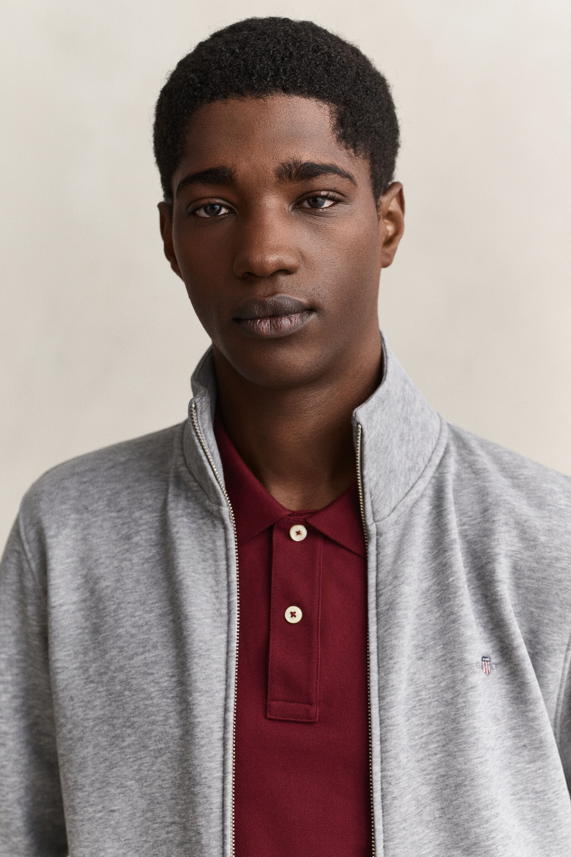Shield Zip Sweatshirt — GREY MELANGE