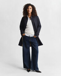 Stretch Cotton Cable Knit V-Neck Sweater