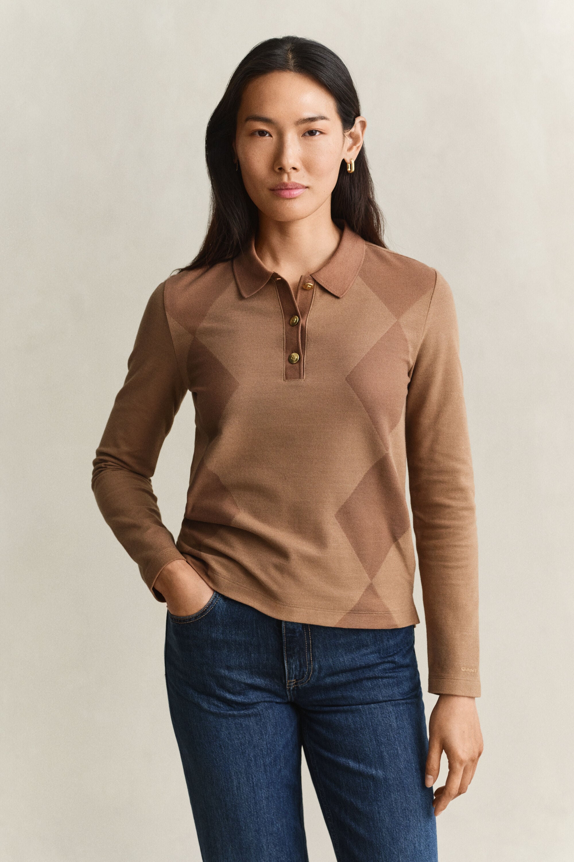 Argyle Long Sleeve Polo Shirt