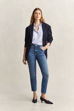 Cropped Stretch Jeans — MID BLUE BROKEN IN 8