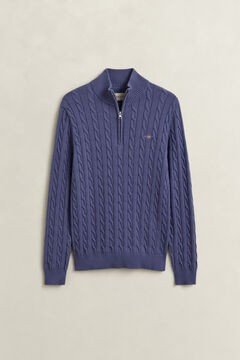 Cotton Cable Knit Half-Zip Sweater — BLUE HORIZON 2