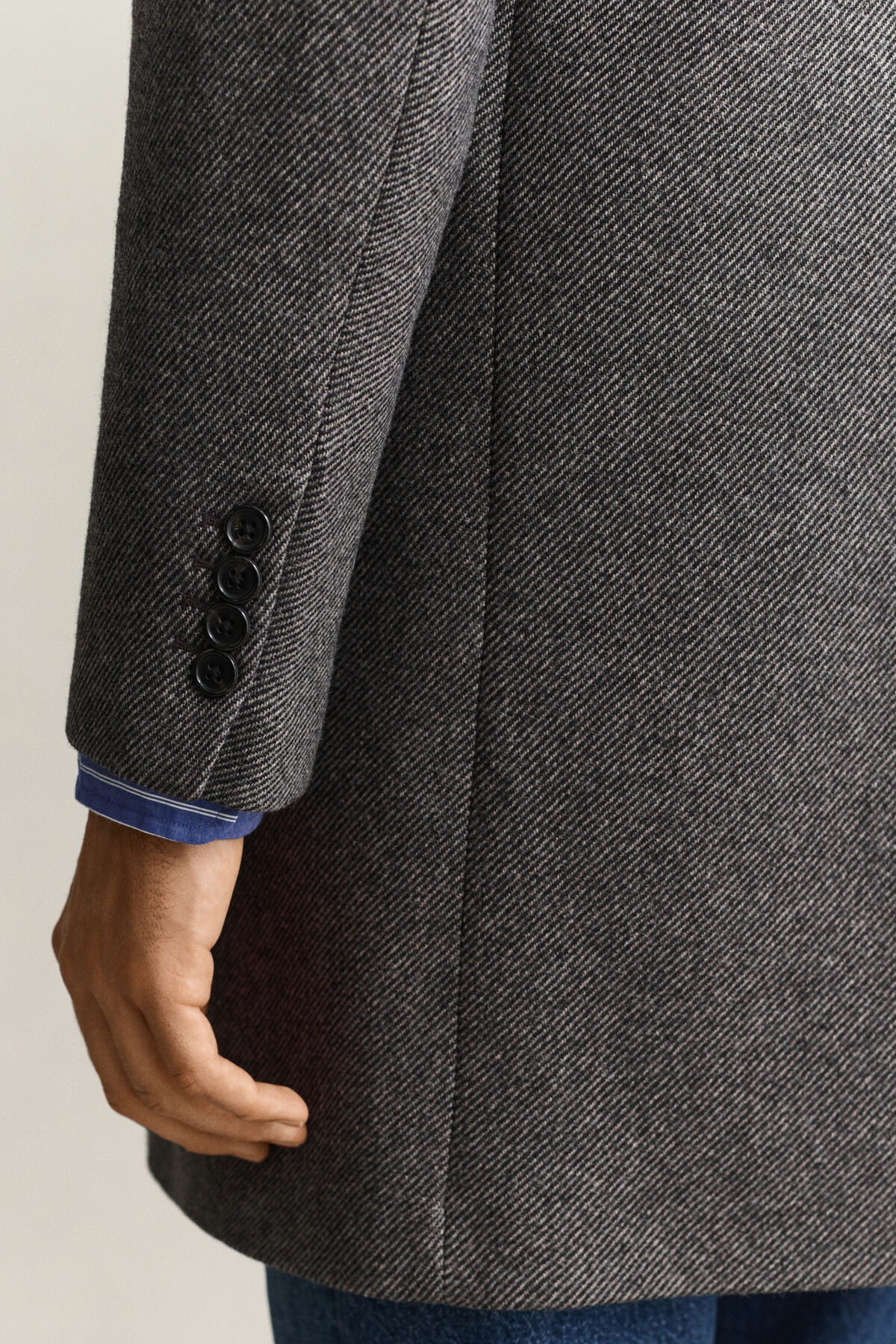 Two-Toned Wool Coat — BLACK GREY