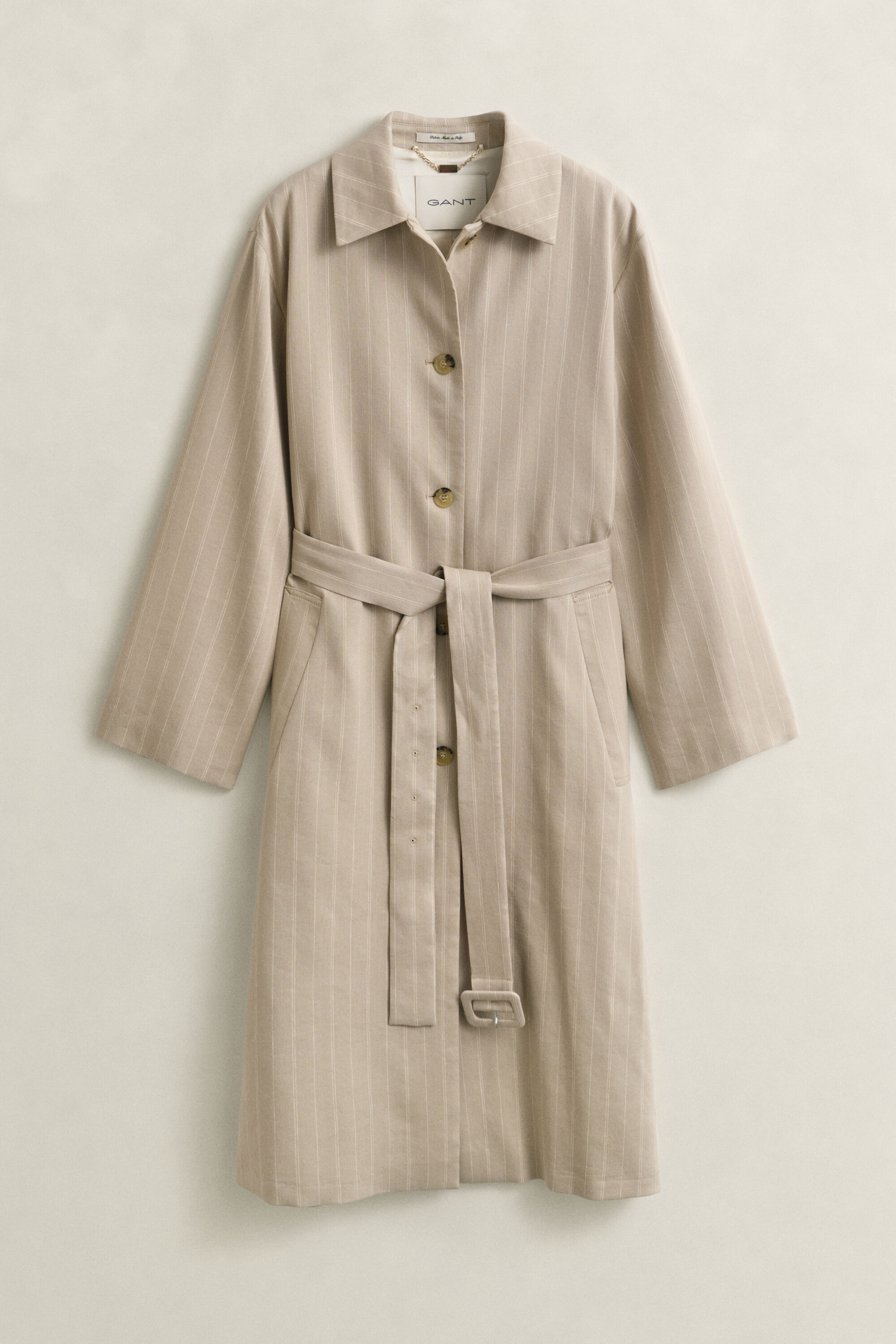 Linen Blend Pinstriped Coat