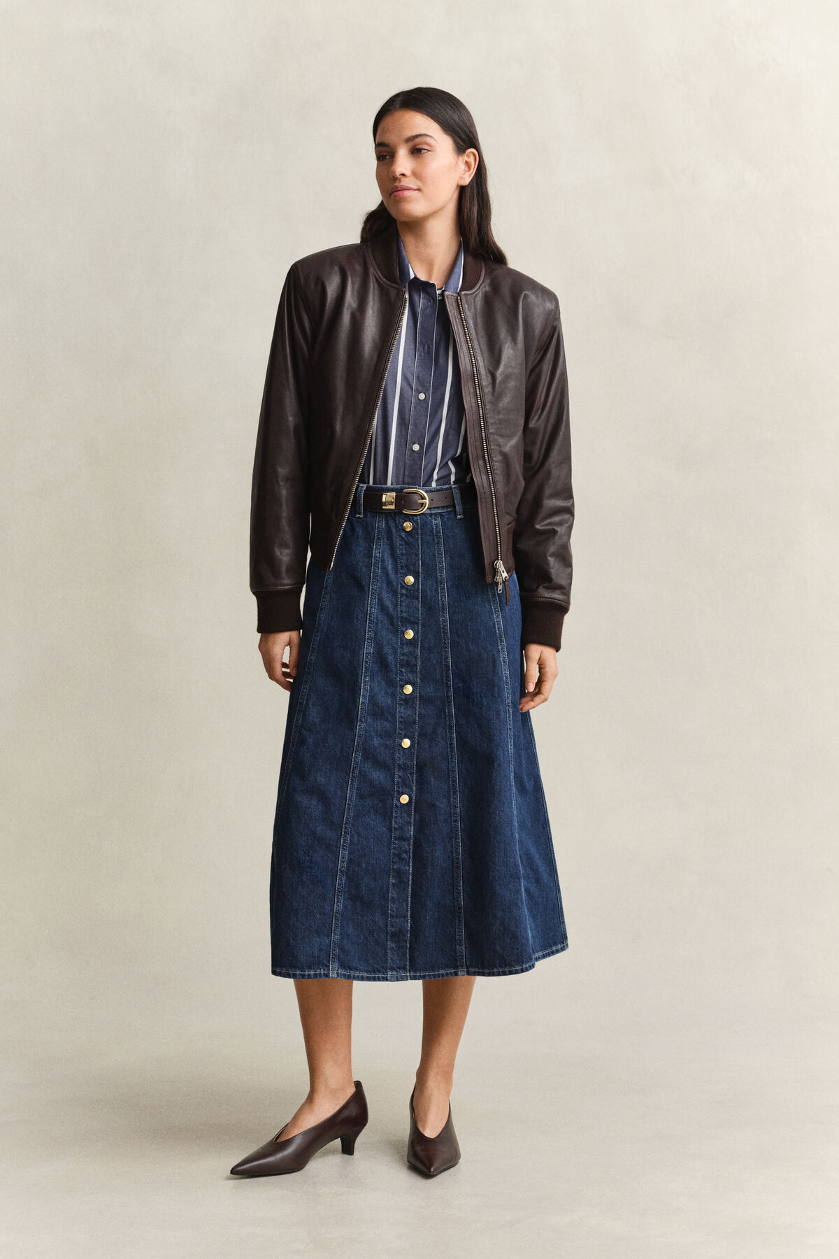 Relaxed Fit Striped Classic Poplin Shirt — EVENING BLUE