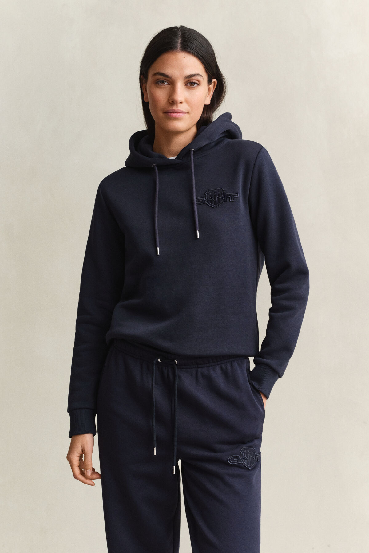 Tonal Shield Hoodie — EVENING BLUE