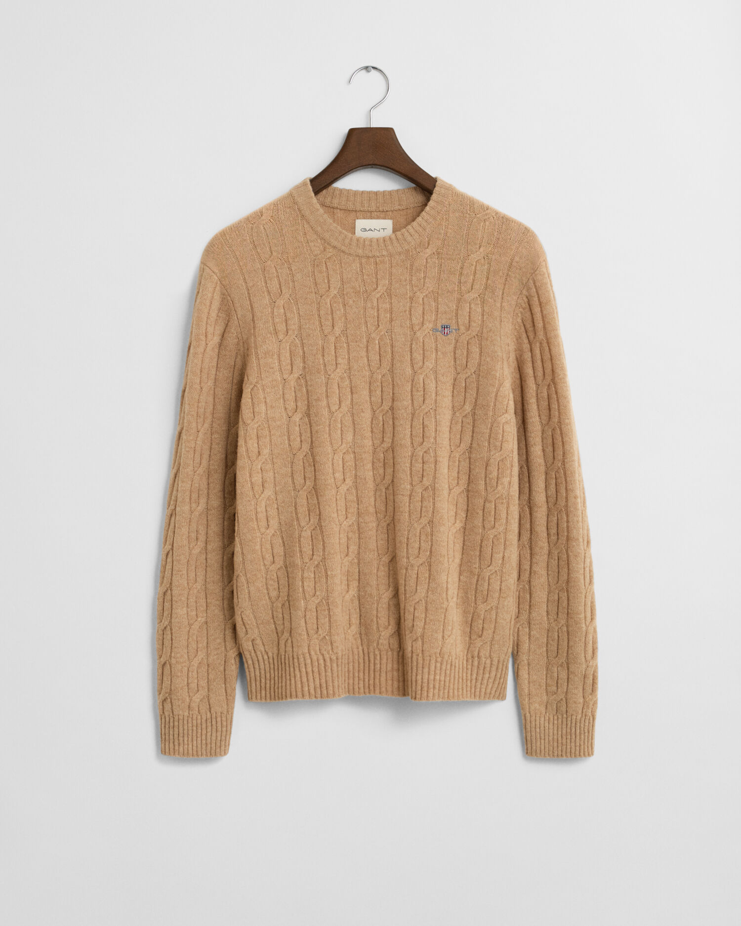 Lambswool Cable Knit Crew Neck Sweater