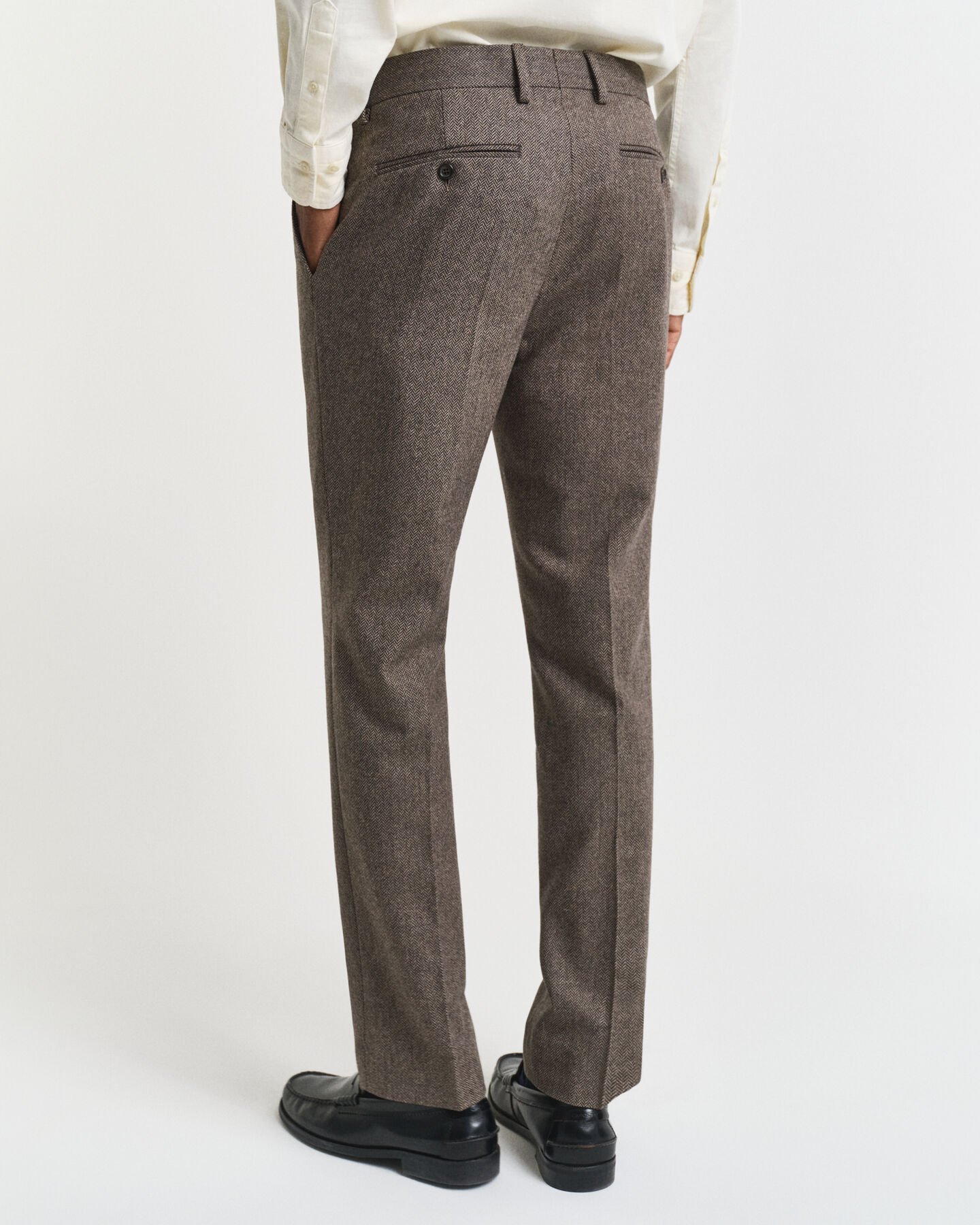Slim Fit Flannel Herringbone Suit Pants