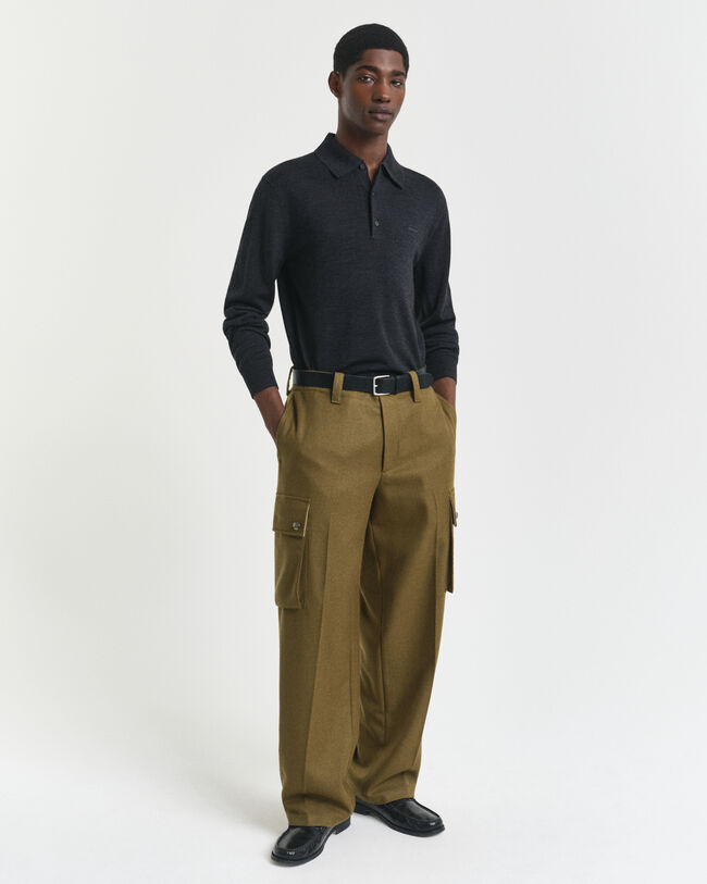 Extra Fine Merino Wool Polo Sweater