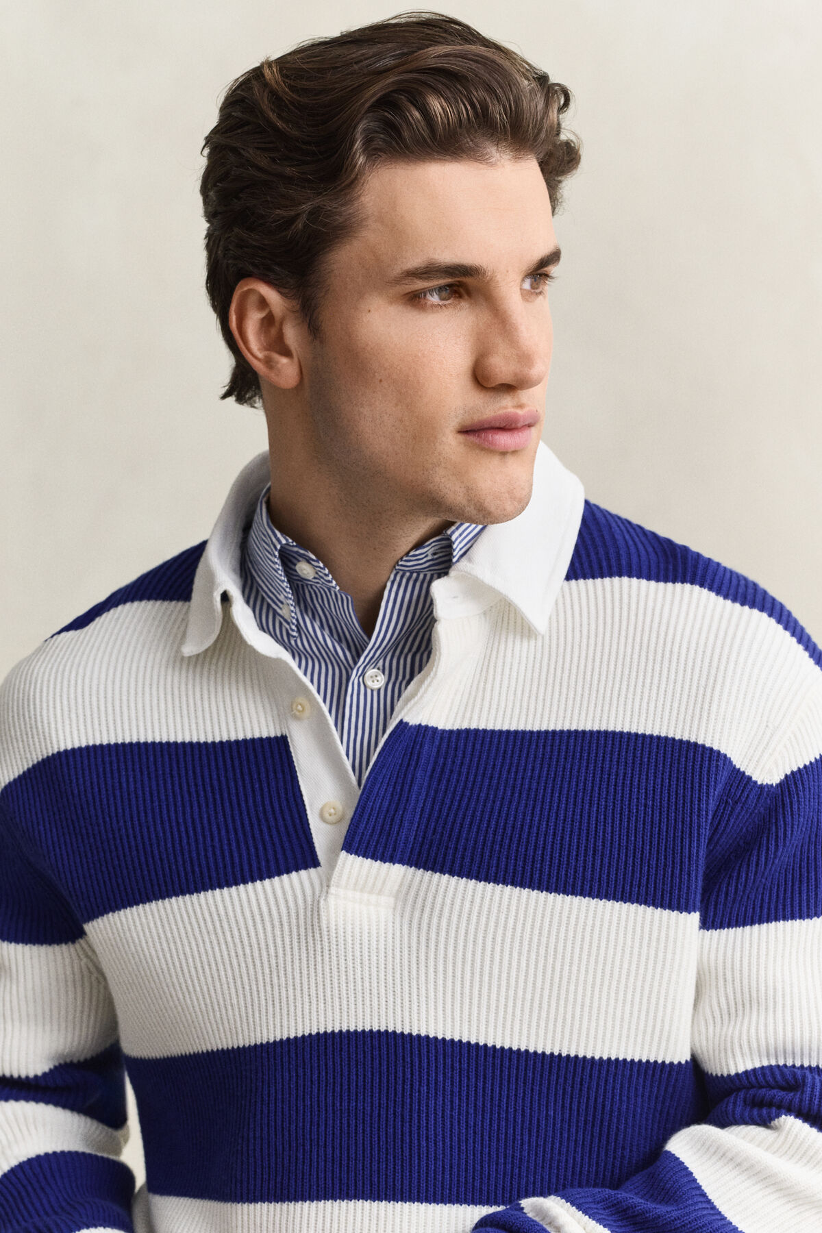 Striped Cotton Merino Rugger — CREAM