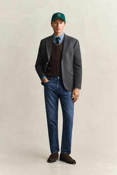 Lambswool Cable Knit Vest — BLACK BROWN 5