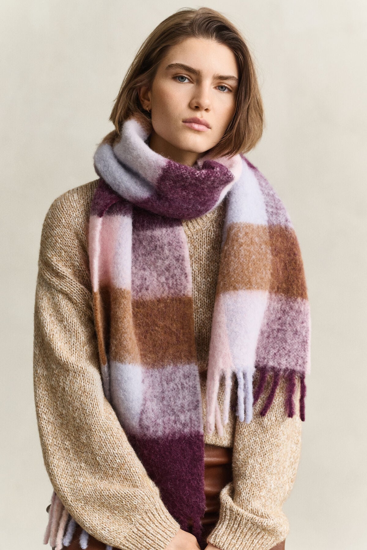 Checked Alpaca Wool Scarf — MULTICOLOR