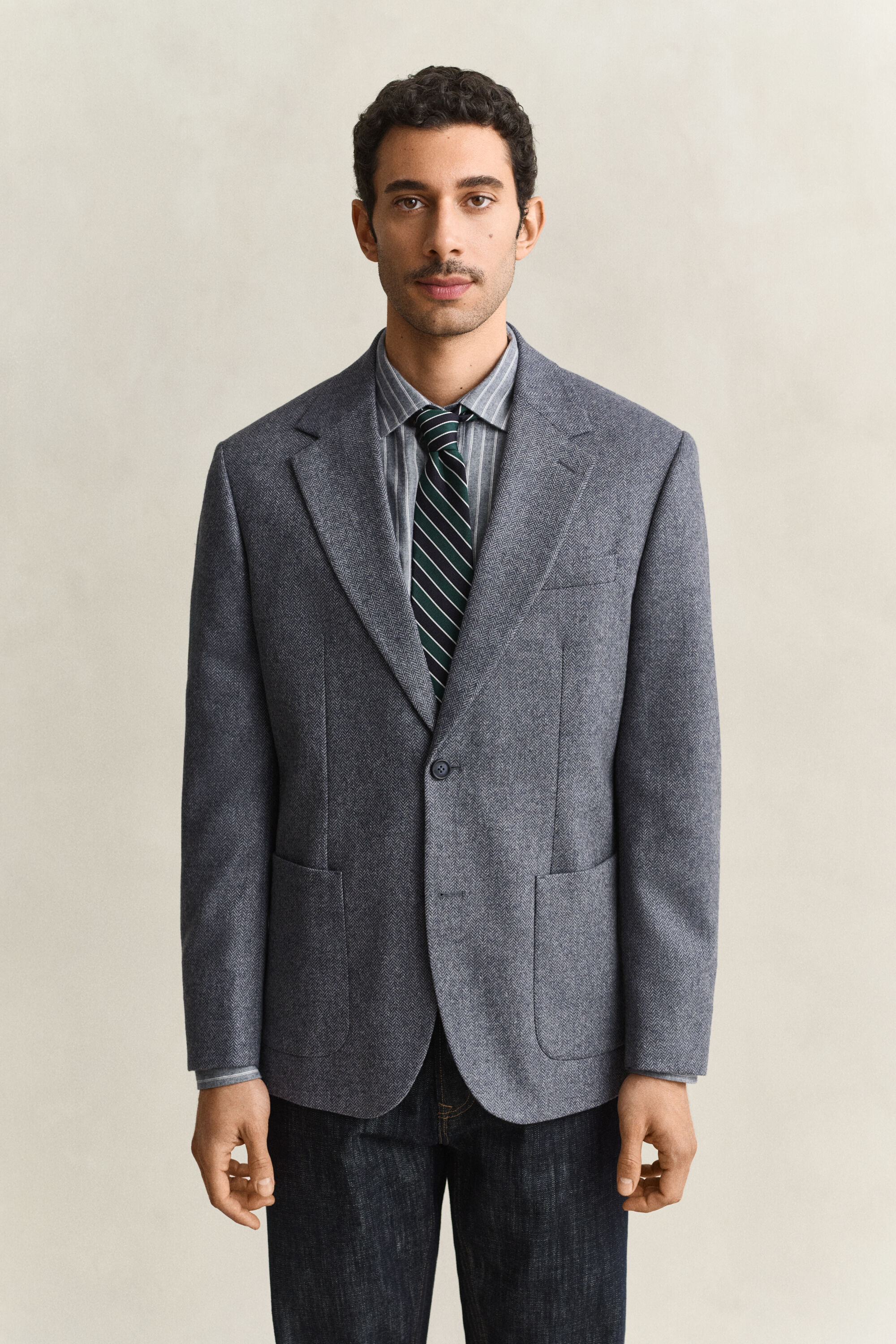 Wool Herringbone Suit Jacket