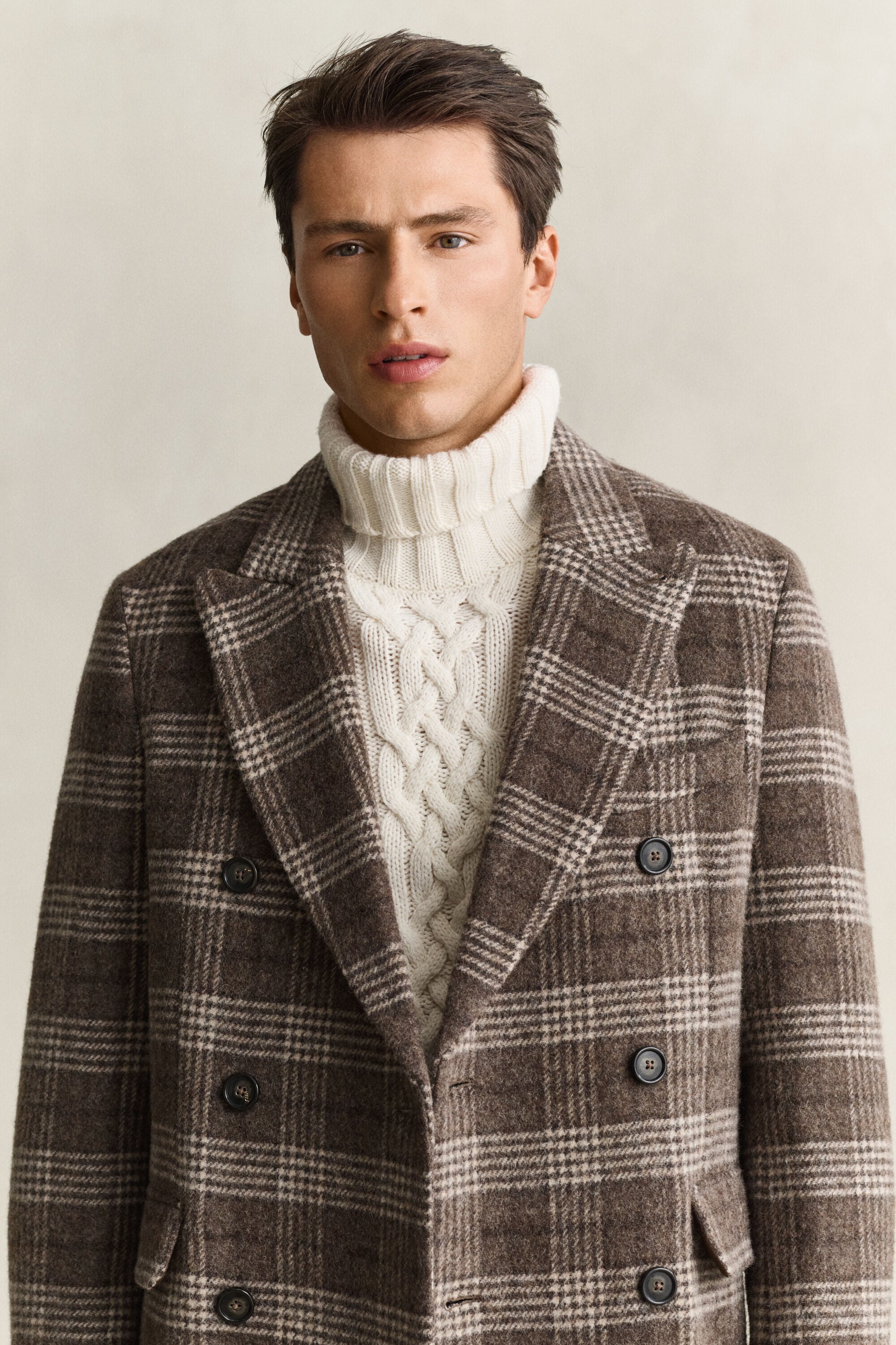 Double Breasted Wool Coat — SHADOW BROWN