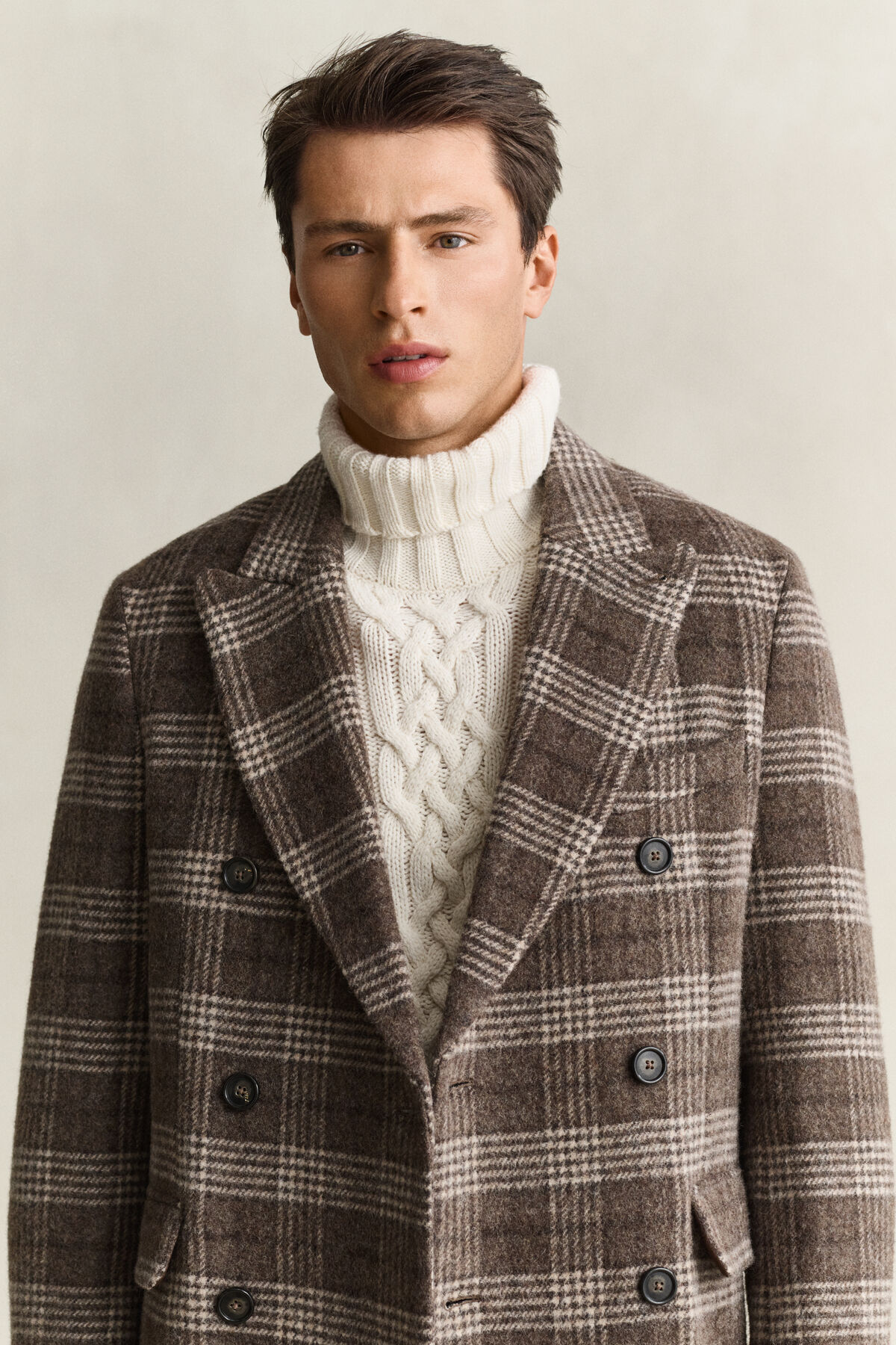 Double Breasted Wool Coat — SHADOW BROWN