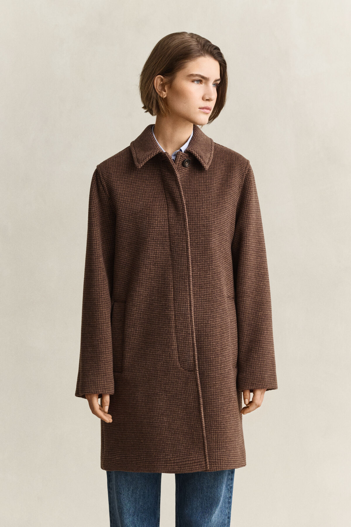 Wool Blend Car Coat — DEEP BROWN