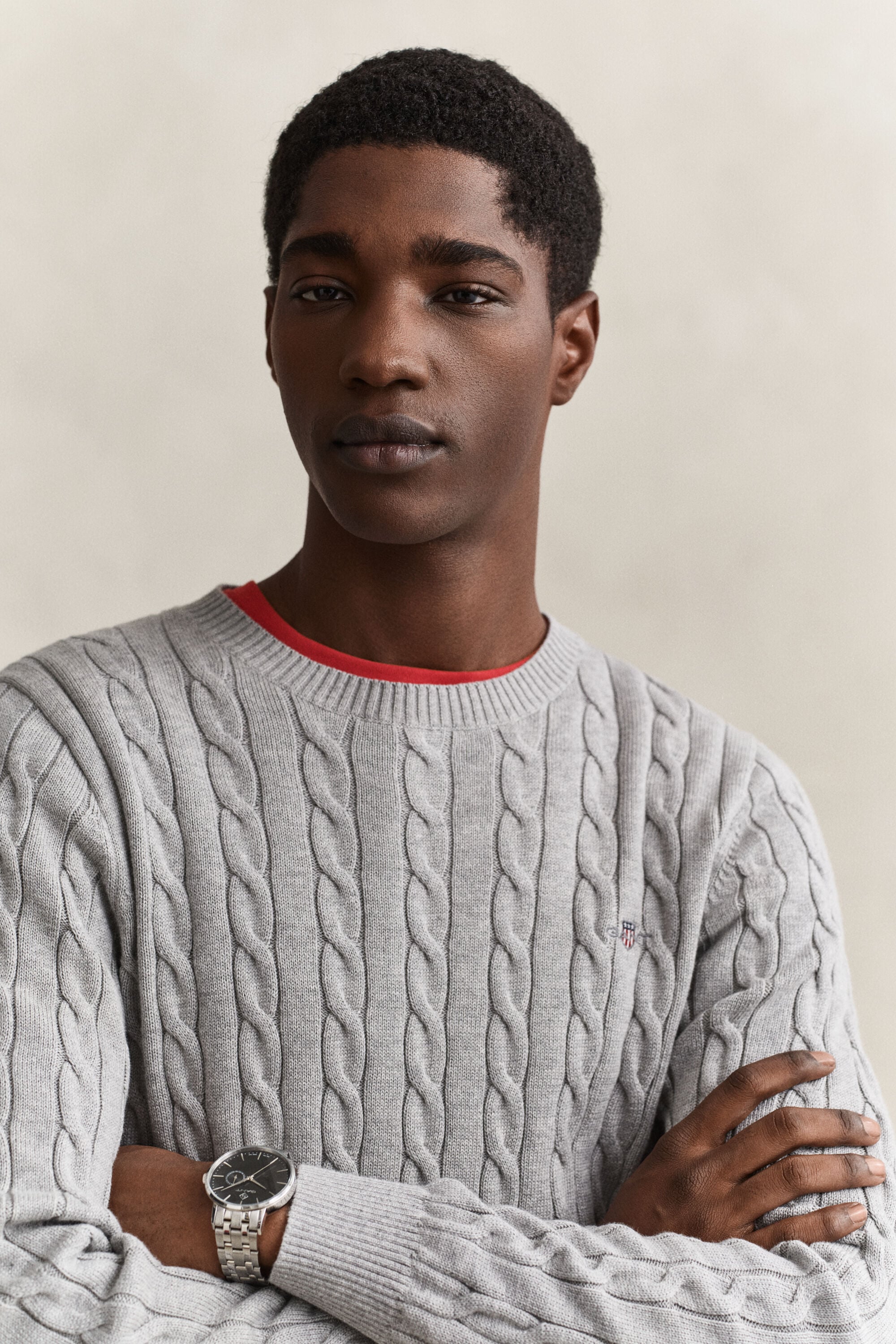 Cotton Cable Knit Crew Neck Sweater