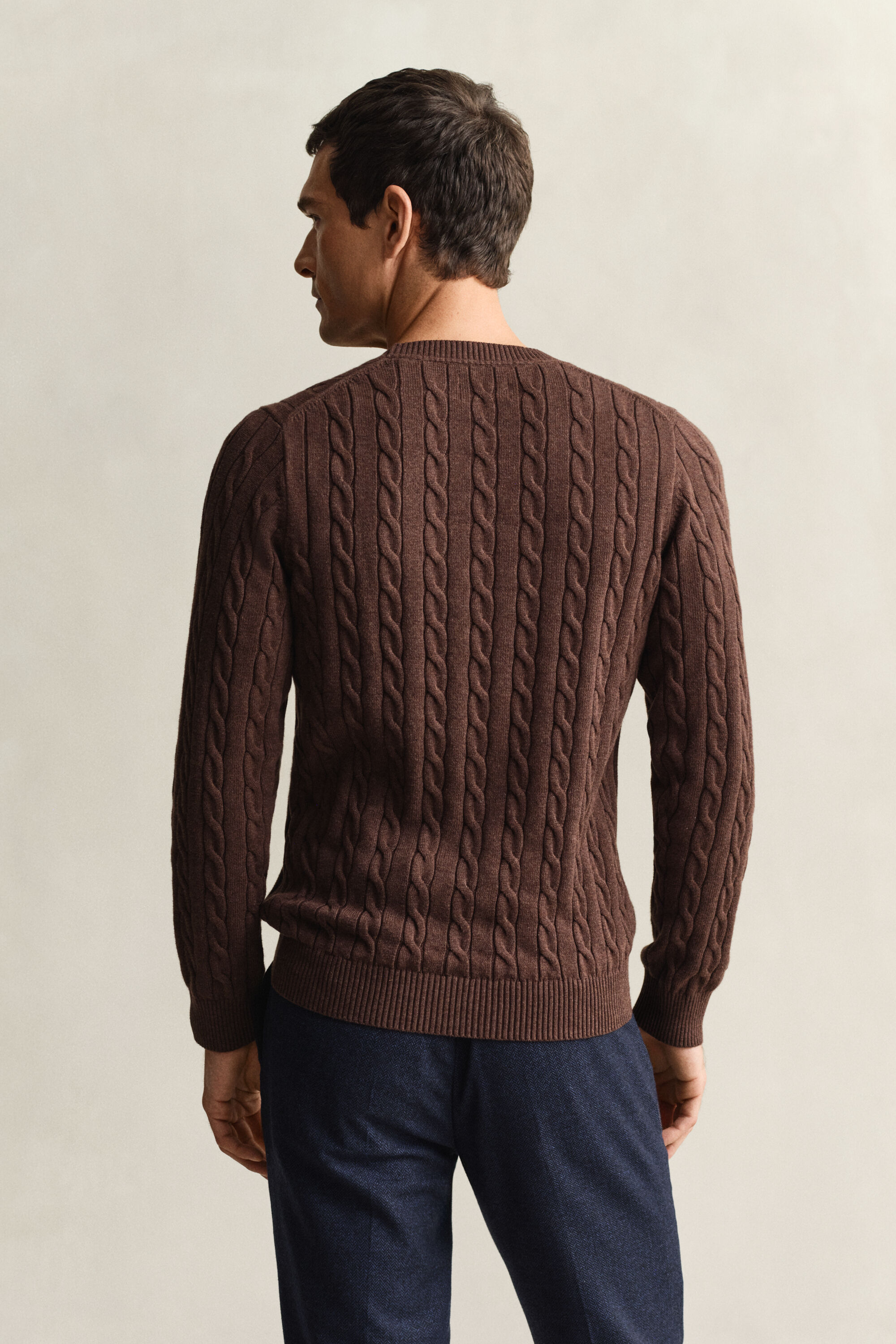 Cotton Cable Knit Crew Neck Sweater