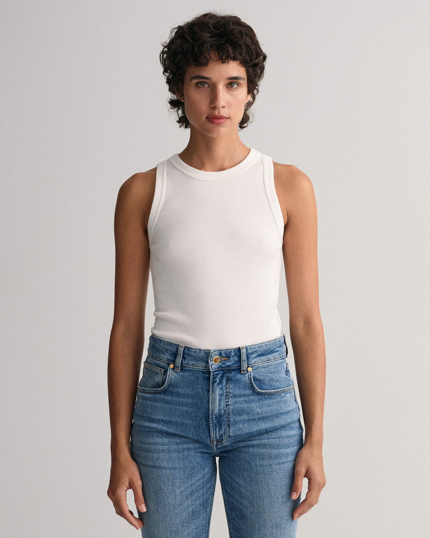 High Neck Ribbed Tank Top