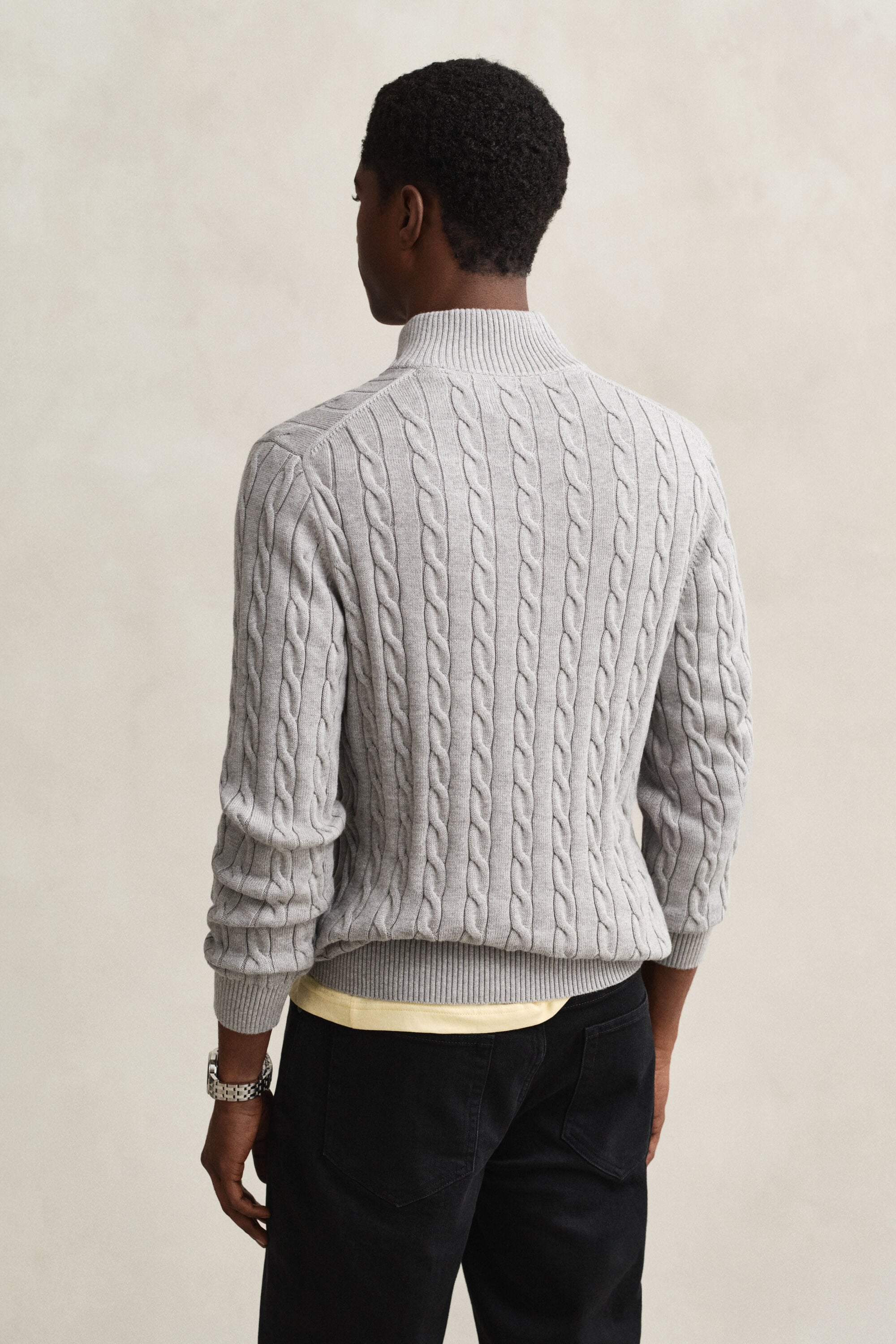 Cotton Cable Knit Half-Zip Sweater