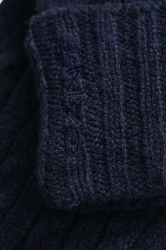 Wool Cable Knit Gloves — EVENING BLUE 1
