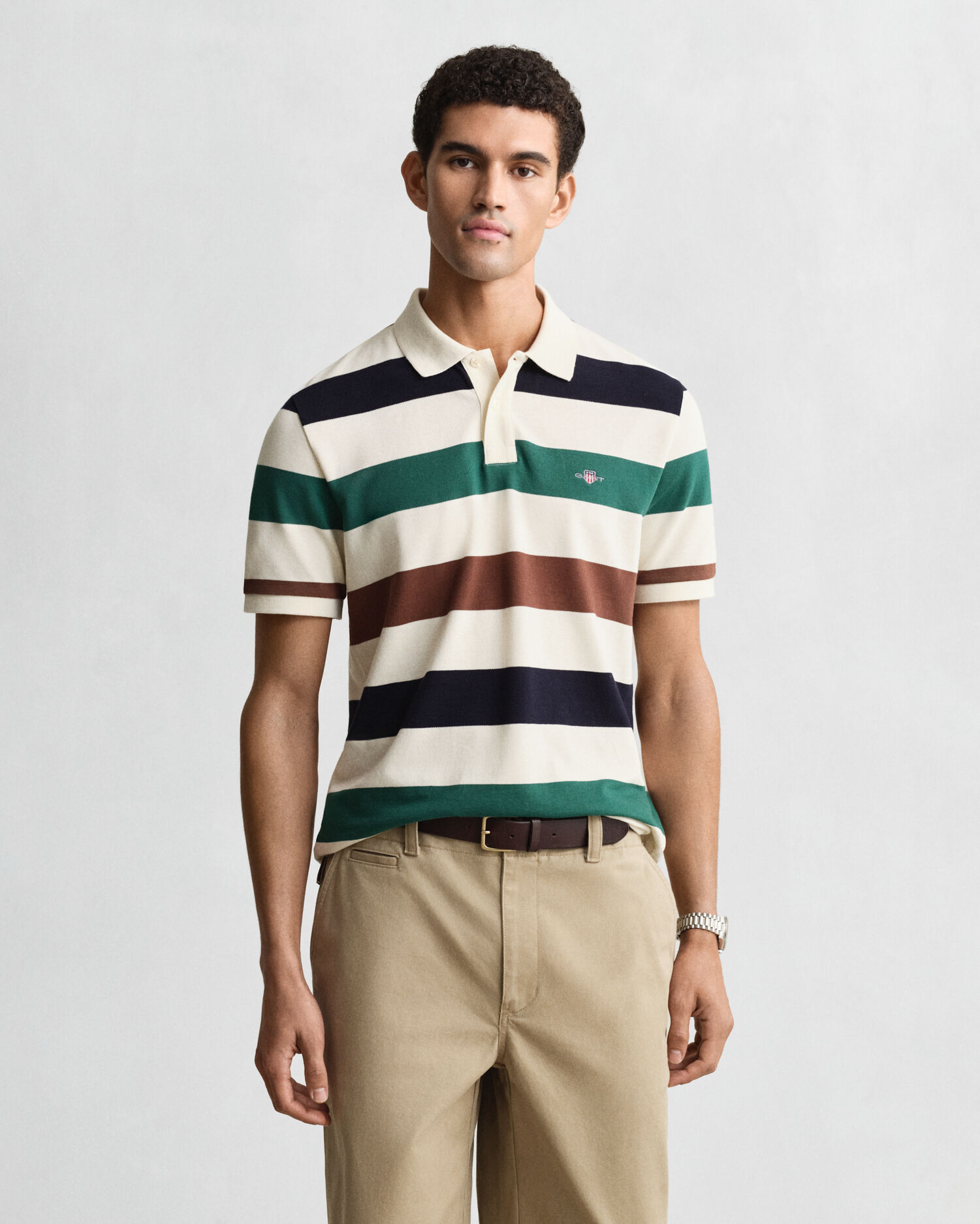 Striped Polo Shirt — CREAM
