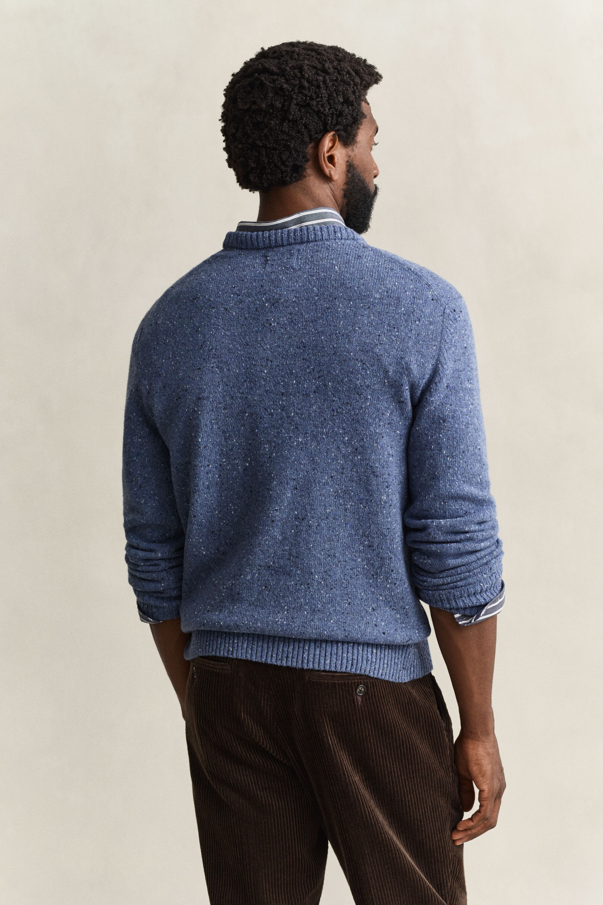 Wool Blend Nepps Crew Neck Sweater