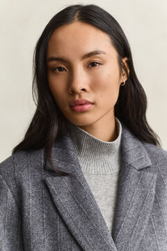 Striped Wool Blend Coat — CHARCOAL MELANGE 4