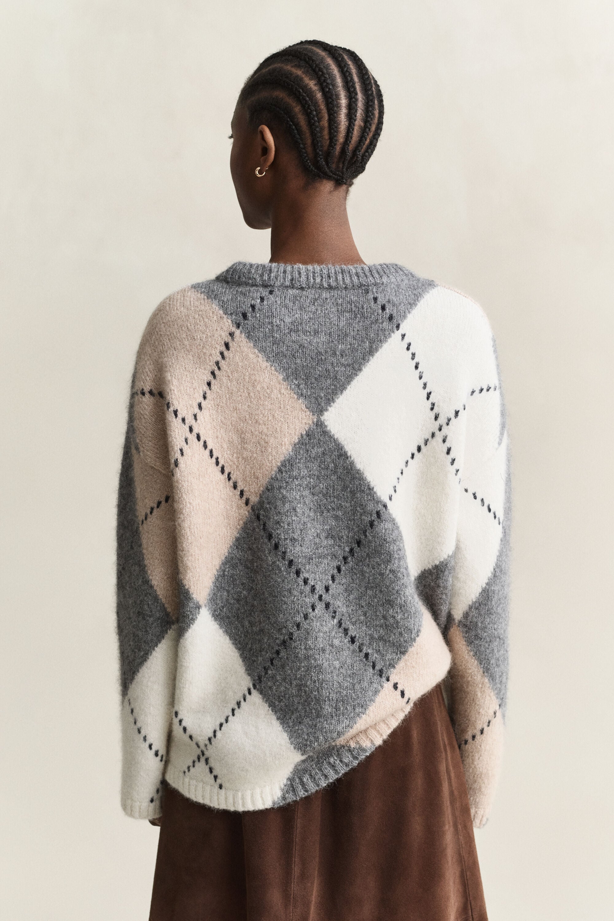 Alpaca Wool Blend Argyle Sweater