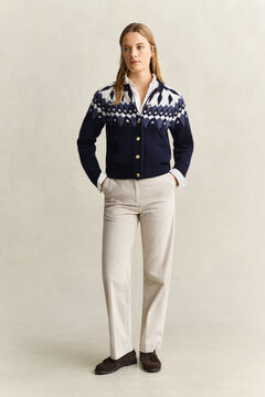 Fair Isle Wool Cardigan — EVENING BLUE 6