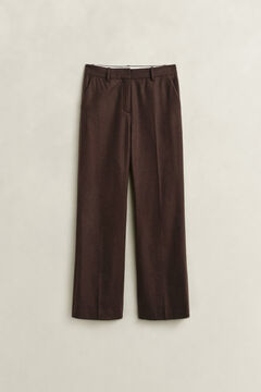 Slim Flared Flannel Pants — DEEP BROWN 1