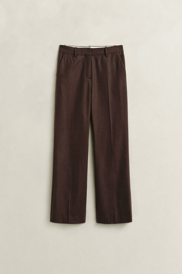 Slim Flared Flannel Pants — DEEP BROWN