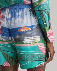 Scenery Print Drawstring Shorts