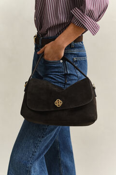 Slouchy Suede Shoulder Bag — DEEP BROWN 6