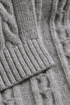 Lambswool Cable Knit Scarf — DARK GREY MELANGE 1