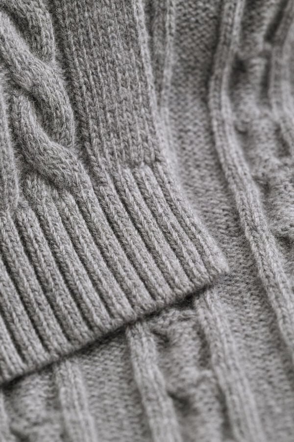 Lambswool Cable Knit Scarf — DARK GREY MELANGE