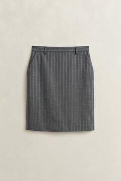Pinstriped Wool Pencil Skirt — CHARCOAL MELANGE 1