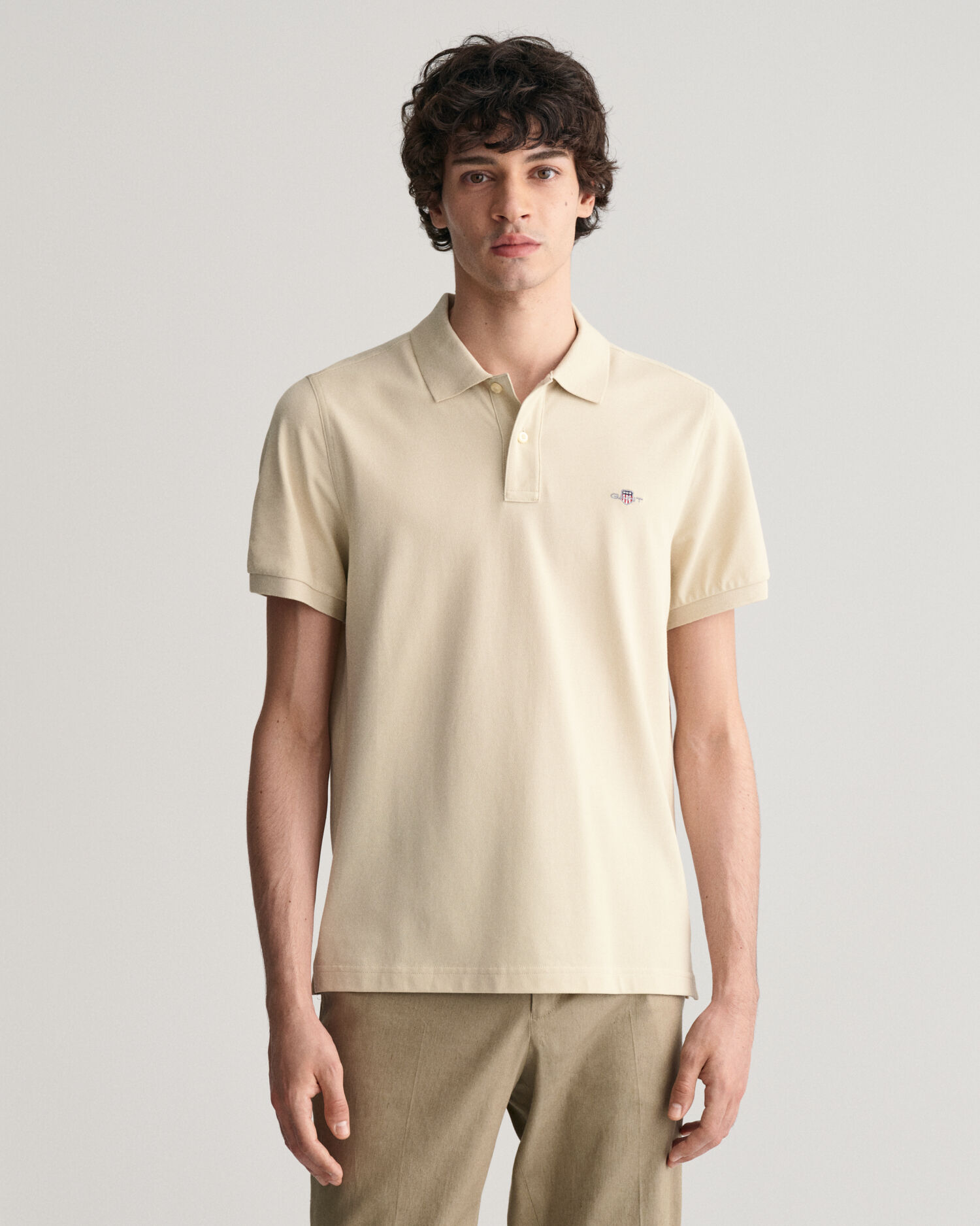 cream white polo shirt