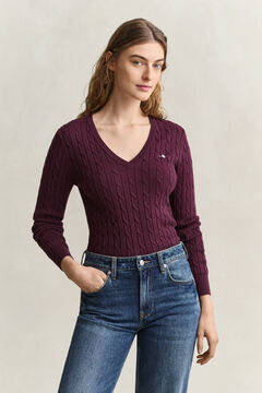 Classic Cable Knit Sweater — DARKENED WINE 4