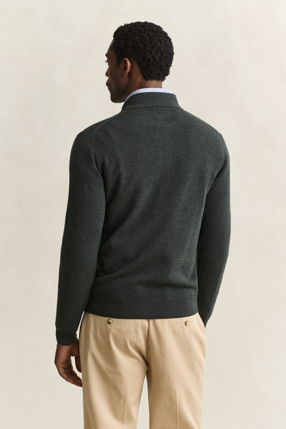 Superfine Lambswool Polo Sweater — DARK MOSS GREEN