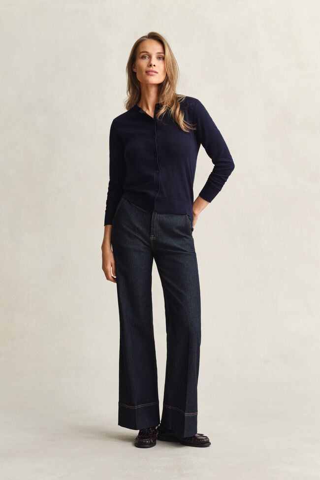 Lightweight Knit Crew Neck Cardigan