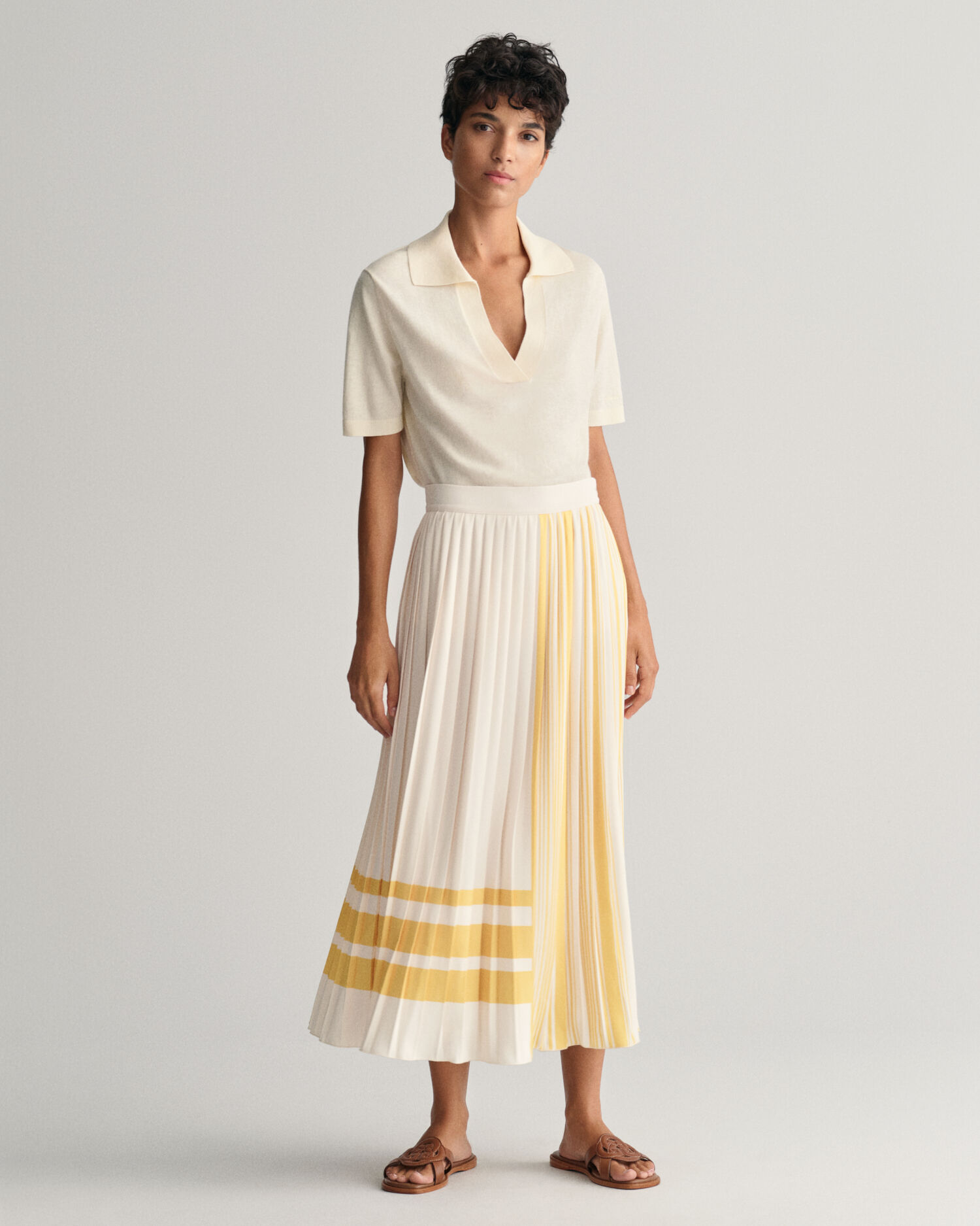 Striped Pleated Skirt