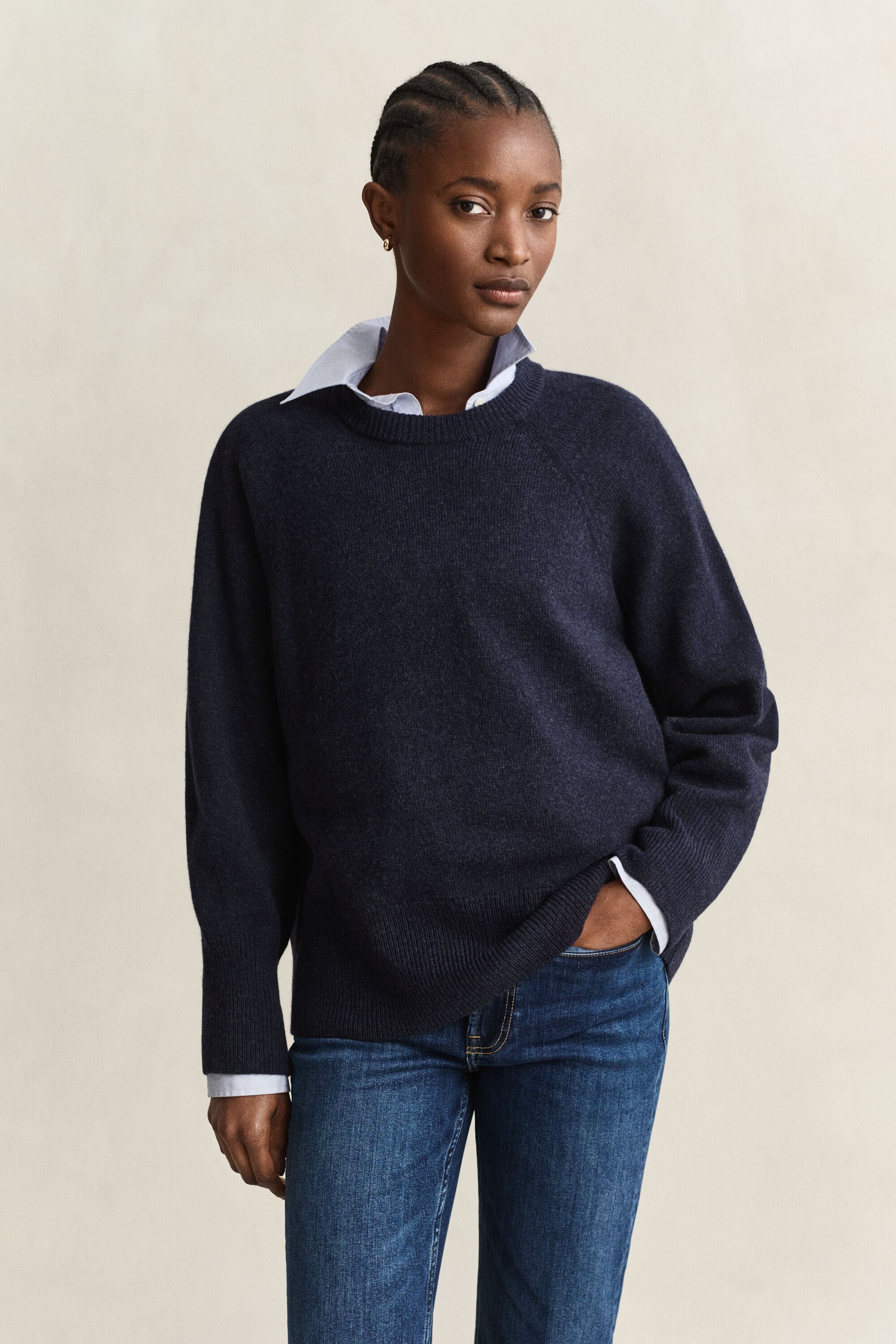 Wool Cashmere Crew Neck Sweater