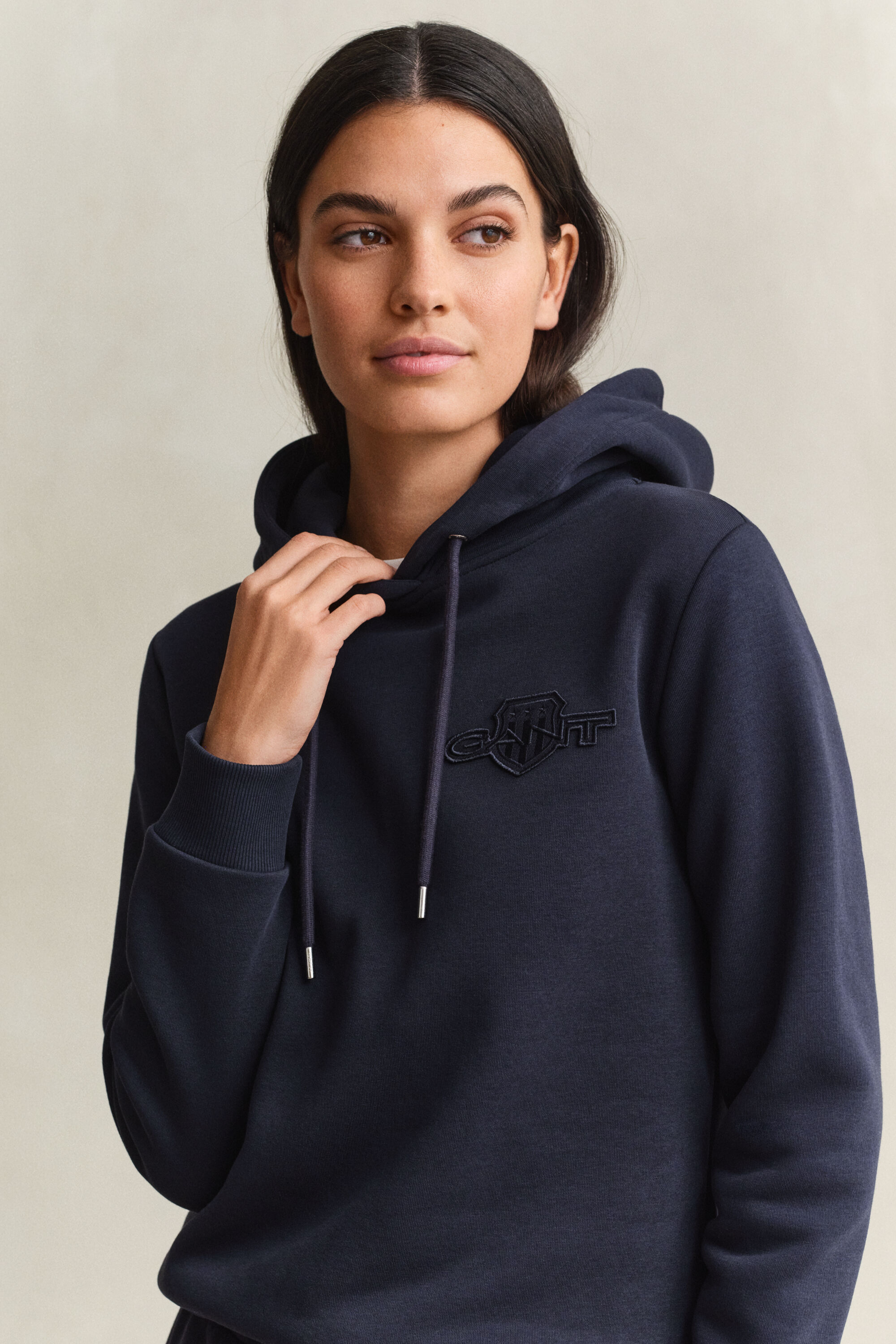 Tonal Shield Hoodie — EVENING BLUE
