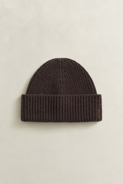 Ribbed Wool Cashmere Blend Beanie — DEEP BROWN 2
