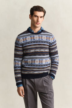 Fair Isle Crew Neck Sweater — EVENING BLUE 4