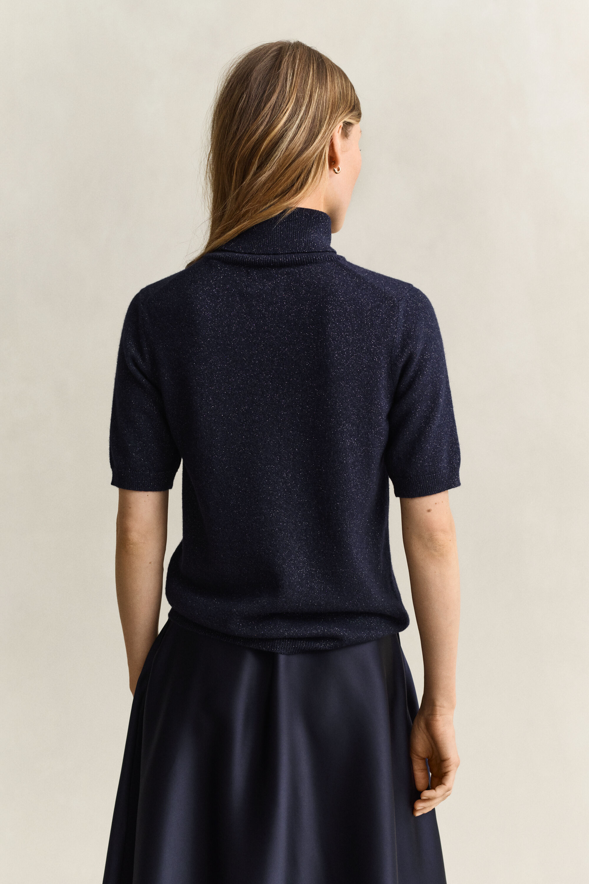 Metallic Wool Blend Turtleneck Sweater