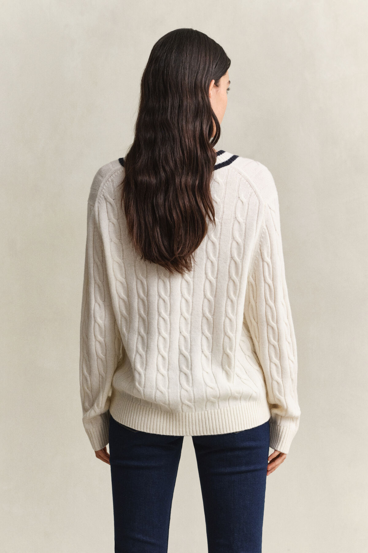 Merino Wool Cable Knit Sweater — CREAM