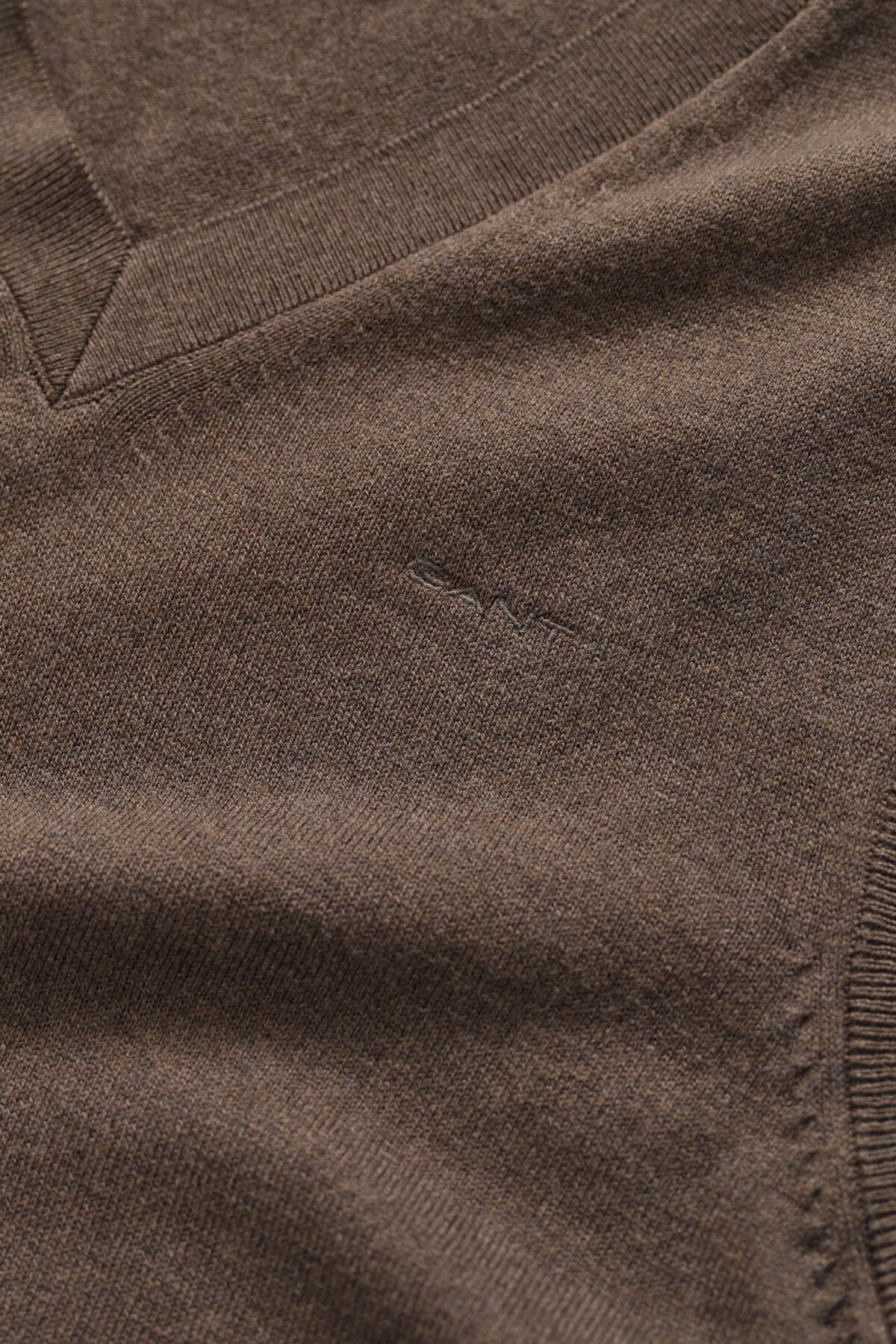 Cotton Wool V-Neck Vest — BROWN MELANGE