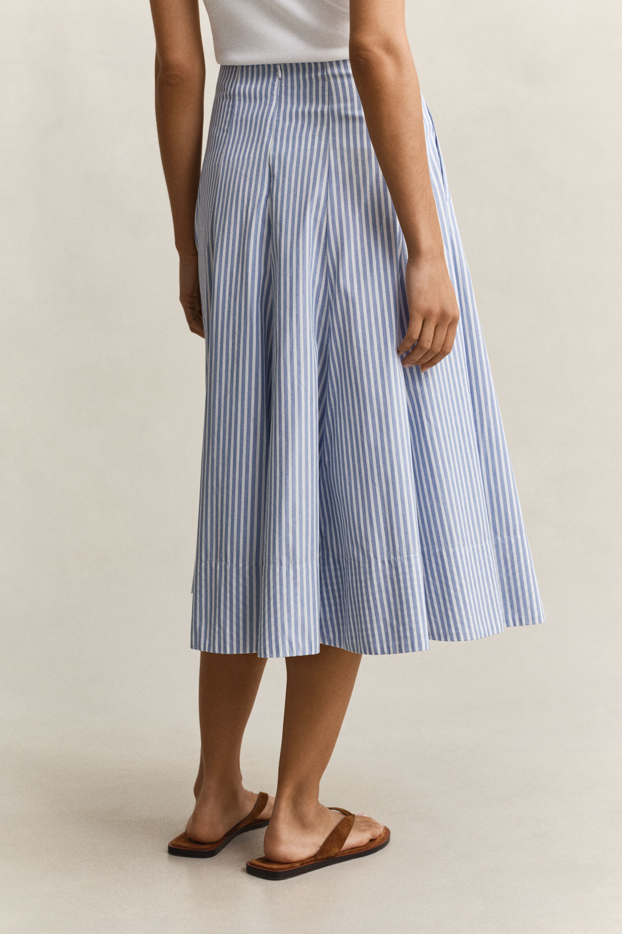 Striped Cotton Midi Skirt